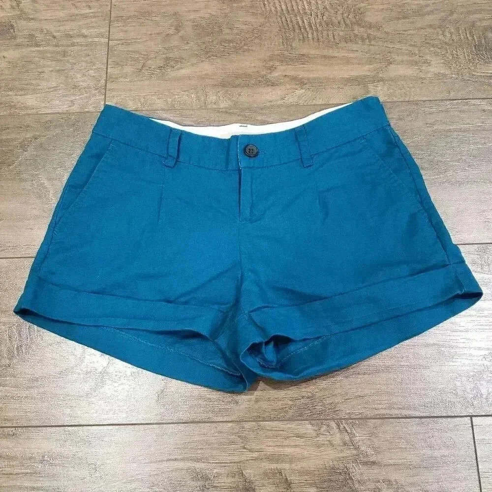 BANANA REPUBLIC Blue Martin Fit Linen Shorts Size 0